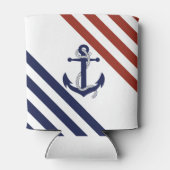 Blauw anker/touw van de zeemacht, rode/blauwe stre blikjeskoeler (Achterkant)