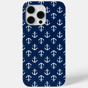 Blauw ankerpatroon iPhone 15 pro max hoesje