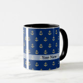 Blauw ankerpatroon mok (Voorkant rechts)