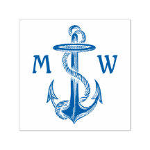  blauw ankertouw nautisch Zee monogram