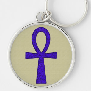 Blauw Ankh Vierkant Premium Sleutelhanger