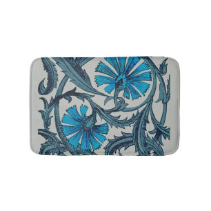  blauw antiek bloemenkunst ambachten rustiek badmat