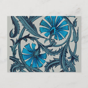  blauw antiek bloemenkunst ambachten rustiek briefkaart