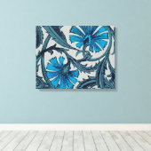  blauw antiek bloemenkunst ambachten rustiek canvas afdruk (Insitu (Houten vloer))