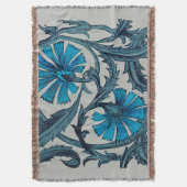 blauw antiek bloemenkunst ambachten rustiek deken (Voorkant Verticaal)