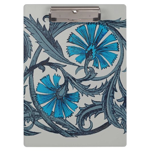 blauw antiek bloemenkunst ambachten rustiek klembord (Voorkant)