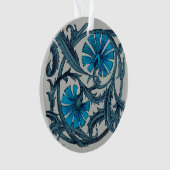  blauw antiek bloemenkunst ambachten rustiek ornament (voorkant)