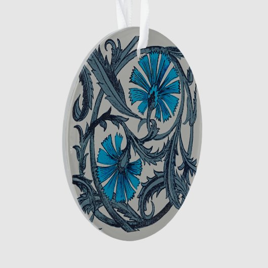  blauw antiek bloemenkunst ambachten rustiek ornament (voorkant)