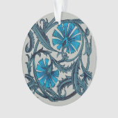  blauw antiek bloemenkunst ambachten rustiek ornament (voorkant)