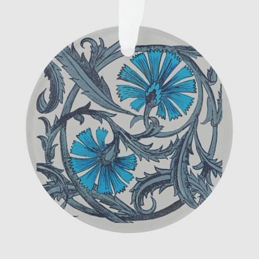  blauw antiek bloemenkunst ambachten rustiek ornament (voorkant)