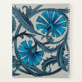  blauw antiek bloemenkunst ambachten rustiek planner (Achterkant)