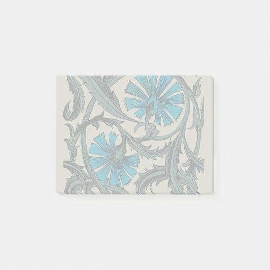 blauw antiek bloemenkunst ambachten rustiek post-it® notes (Voorkant)