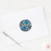  blauw antiek bloemenkunst ambachten rustiek ronde sticker (Envelop)