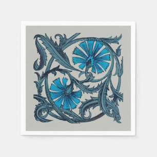  blauw antiek bloemenkunst ambachten rustiek servet
