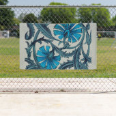  blauw antiek bloemenkunst ambachten rustiek spandoek (Insitu)