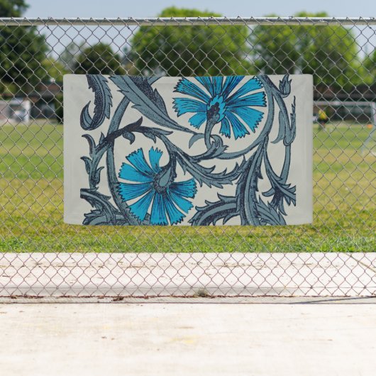  blauw antiek bloemenkunst ambachten rustiek spandoek (Insitu)