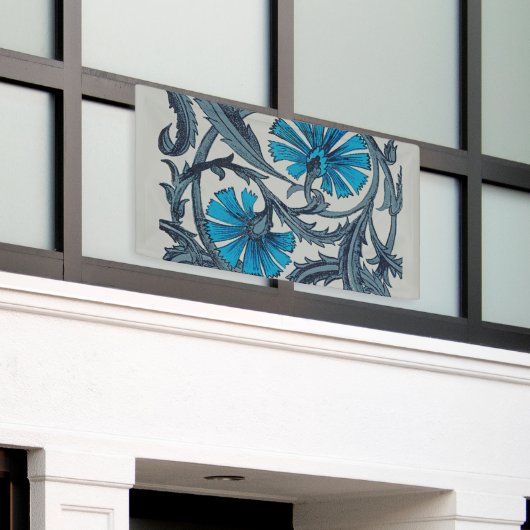 blauw antiek bloemenkunst ambachten rustiek spandoek (Buitenkant Gebouw)
