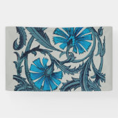 blauw antiek bloemenkunst ambachten rustiek spandoek (Horizontaal)
