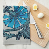  blauw antiek bloemenkunst ambachten rustiek theedoek (Quarter Fold)