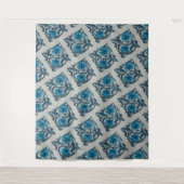 blauw antiek bloemenkunst ambachten rustiek wandkleed (Voorkant)