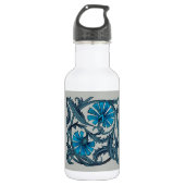  blauw antiek bloemenkunst ambachten rustiek waterfles  (Voorkant)