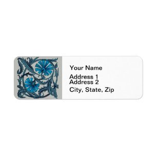 Blauw antiek bloemkunst roestig tegeldecor etiket
