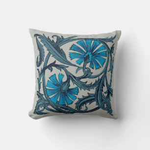 Blauw antiek bloemkunst roestig tegeldecor kussen