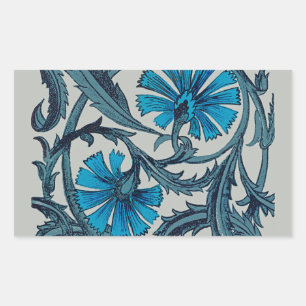 Blauw antiek bloemkunst roestig tegeldecor rechthoekige sticker