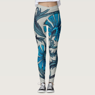  blauw antiek bloemontwerp voor grafische doeleind leggings