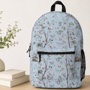 Blauw antiek bloempatroon   bedrukte rugzak