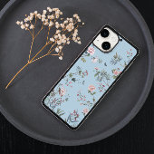 Blauw antiek bloempatroon Case-Mate iPhone case