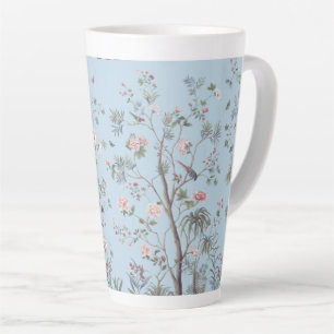 Blauw antiek bloempatroon latte mok