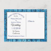 Blauw Antiek Weathered door bruiloft Bewaar datum Aankondigingskaart (Achterkant)