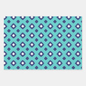 Blauw, Aqua en Mint Tribal Diamond Ikat Pattern Inpakpapier Vel (Voorkant)