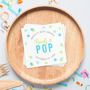 Blauw Aqua Groen Confetti Klaar om te Barsten Baby Servet