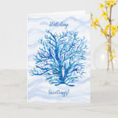 Blauw-aqua koraalsilhouette kaart (Gele Bloem)