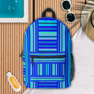 Blauw Aqua Marine Oceaan Strepen Abstract Patroon Bedrukte Rugzak