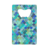 Blauw Aqua Marokkaans Mozaïek Kredietkaart Flessenopener (Achterkant)