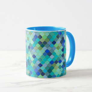 Blauw Aqua Marokkaans Mozaïekpatroon Mok