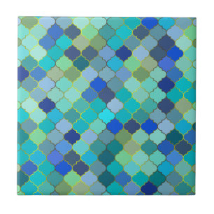 Blauw Aqua Marokkaans Mozaïekpatroon Tegeltje