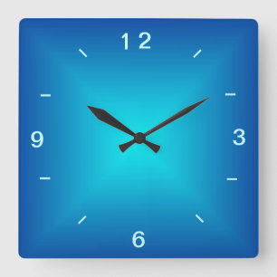 Blauw Aqua Verlichte Ontwerp > Gewone Wandklok Vierkante Klok