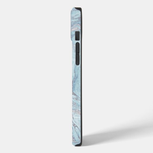 Blauw Aqua Zilver Marmer Case-Mate iPhone Case (Achterkant / Links)