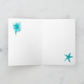 Blauw-Aquablauw silhouet schelp kaart (Binnen)