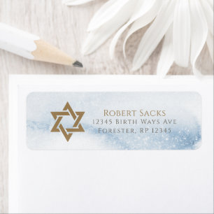 Blauw Aquarel Bar Mitzvah Retouradreslabel Etiket