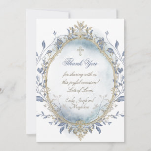 blauw aquarel beige lijst bedankkaart kaart