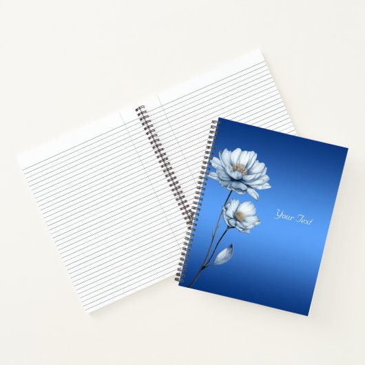 Blauw Aquarel Bloemen Notitieboek (Binnen)