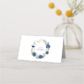  blauw aquarel bloemenbruiloft (Achterkant)