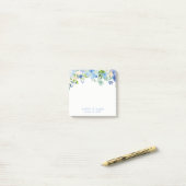 Blauw Aquarel Bloemige hortensia Huwelijksnotities Post-it® Notes (Op bureau)