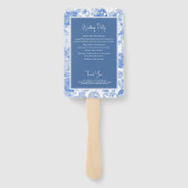 Blauw Aquarel Botanisch Bloemstuk Bruiloftsprogram Handwaaier (Achterkant)