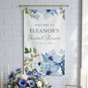 Blauw Aquarel Botanisch Op Maat Gemaakt Welkom Bij Spandoek
